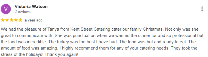 Screenshot of review from Victoria Watson